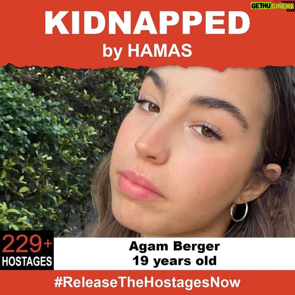 Skylar Astin Instagram - On October 7th, 19-year old Agam was kidnapped by Hamas terrorists that invaded Israel. She is one of over 229 hostages being held captive in Gaza in unknown conditions for over three weeks. She needs to be safely released! Release Agam now! #ReleaseTheHostagesNow #NoHostageLeftBehind To see photos of all of the hostages and to share a poster yourself, please visit @kidnappedfromisrael