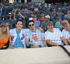Skylar Astin Instagram - Luca’s first Met game was a great success! Took in some batting practice, met Mr Met, and even caught a foul ball!