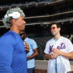 Skylar Astin Instagram - Luca’s first Met game was a great success! Took in some batting practice, met Mr Met, and even caught a foul ball! Citi Field