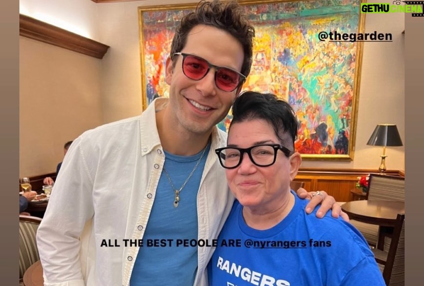 Skylar Astin Instagram - Last night was 10/10! The @nyrangers advance in the playoffs! Swipe for Team Synergy and @gatenm123 and I’s costume change to switch up to the Juju!! 🔴🔵 📸 @mfarsi Madison Square Garden