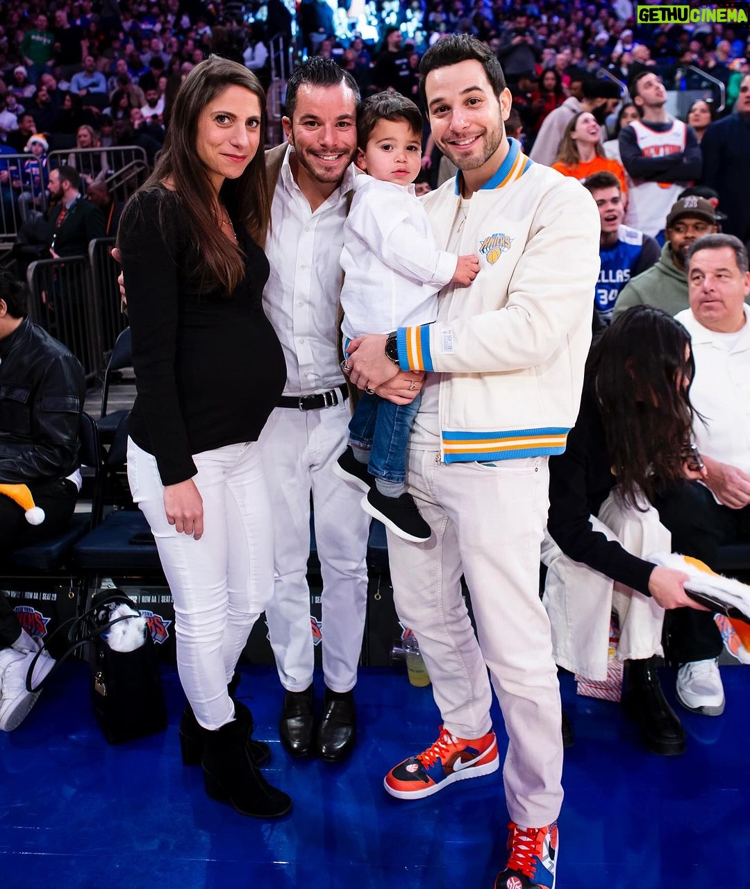 Skylar Astin Instagram - Nothing better than Knicksmas at @thegarden 💙🧡❤️ Madison Square Garden