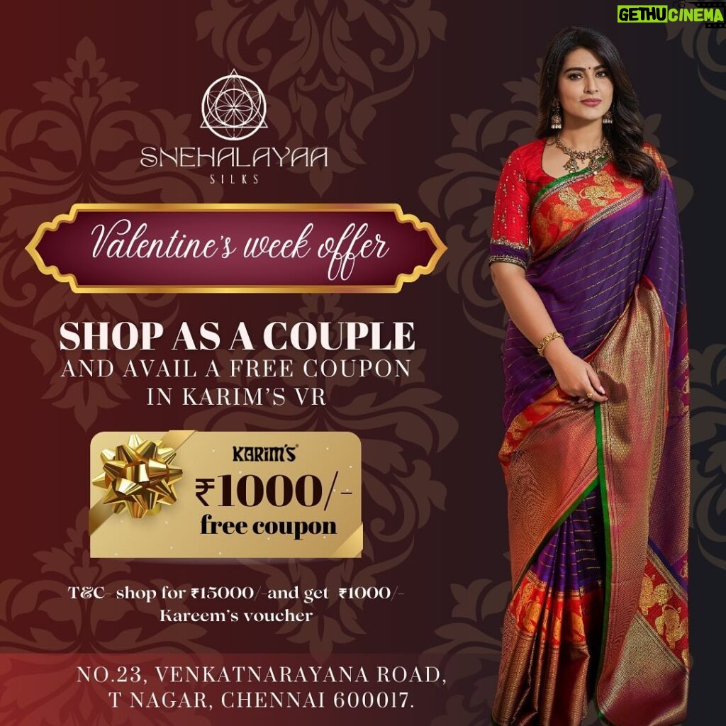 Sneha Instagram - Embrace the joy of shopping together! ❤️✨ Visit Snehalayaa with your better half and enjoy a delightful shopping experience. Make your shopping spree a shared celebration of love and style. Limited time offer, so tag your partner and join us for a fabulous shopping rendezvous! 💑💳 As a token of our appreciation, couples receive a complimentary voucher worth ₹1000 for Karim’s located at VR MALL on minimum spend of ₹15k.#CouplesShopping #ExclusiveOffer #SnehalayaaStyle.
