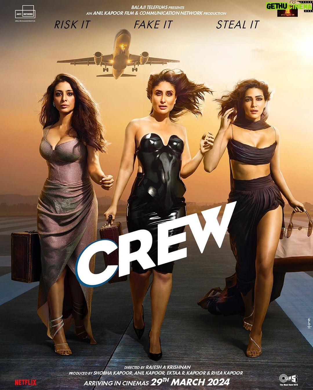 Sonam Kapoor Instagram - Our #Crew is ready to take off, are you? ✈️. #CrewTeaser, arriving tomorrow. #CrewInCinemasOnMarch29 @tabutiful @kareenakapoorkhan @kritisanon @diljitdosanjh and a special appearance by @kapilsharma @saswatachatterjeeofficial #RajeshSharma @shobha9168 @anilskapoor @ektarkapoor @rheakapoor @kumartaurani @rajoosworld #MehulSuri @nidsmehra @jpaarth @vivek.koka @anirudh_k_sharma @balajimotionpictures @akfcnetwork @tips
