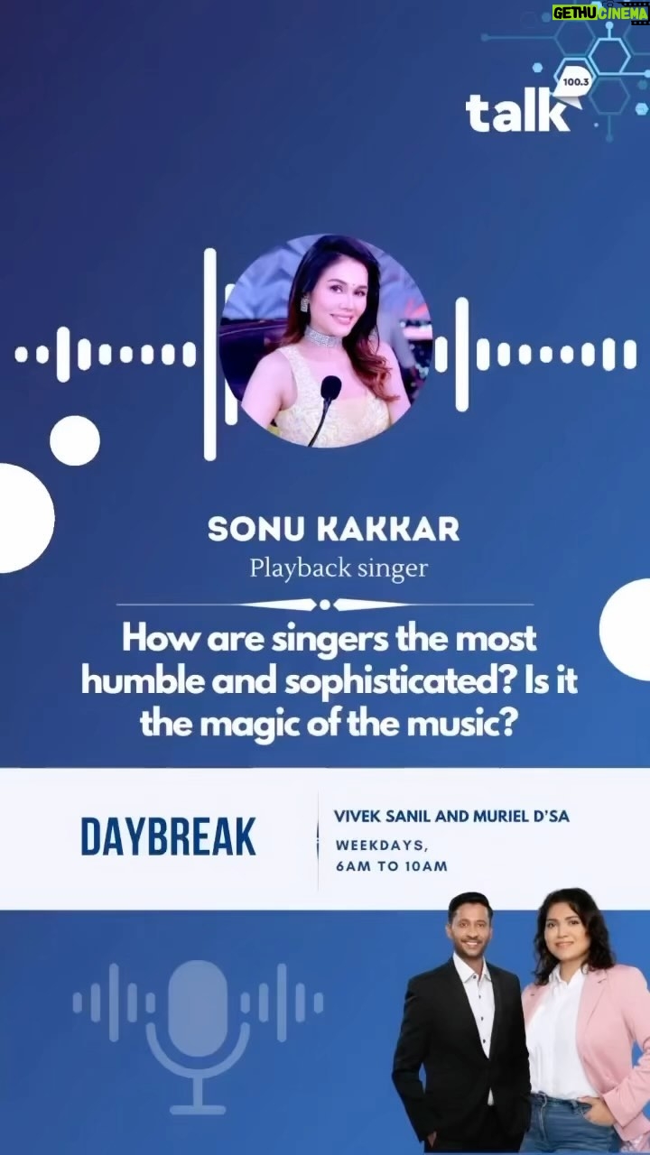 Sonu Kakkar Instagram - On Daybreak with @rjvickysdubai and @murieltalk100.3, we had Sonu Kakkar the very talented playback singer. The hot topic of this conversation was “How are singers the most humble and sophisticated? Is it the magic of the music? #TALK1003 #Daybreak #UAE #singer #singersofindia #sonukakkar #worldmusicday