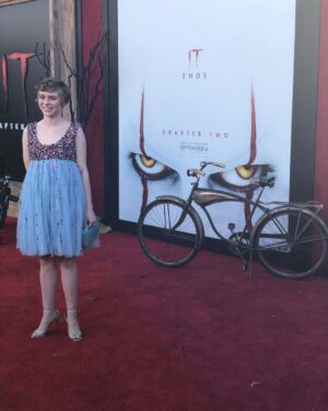 Sophia Lillis Instagram - From the @itmovieofficial premiere Monday night. Thanks to the cast and crew, especially @andy_muschietti and @barbaramus, for this amazing opportunity! Hair and makeup by @blondiemua, styling by @erinwalshnyc, dress by @prada, shoes by @aquazzura.