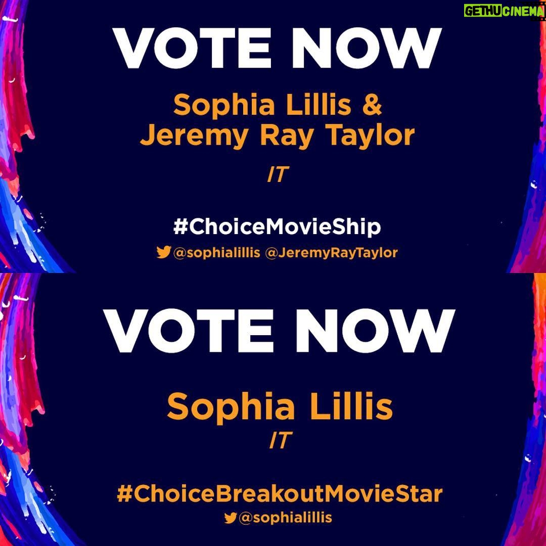 Sophia Lillis Instagram - Hey guys, I’m up for a Teen Choice Award for Breakout Movie Star and @jeremyraytaylor and I are up for best Movie Ship! Voting is up now and ends on June 28th. Link in bio! #ChoiceMovieShip #ChoiceBreakoutMovieStar