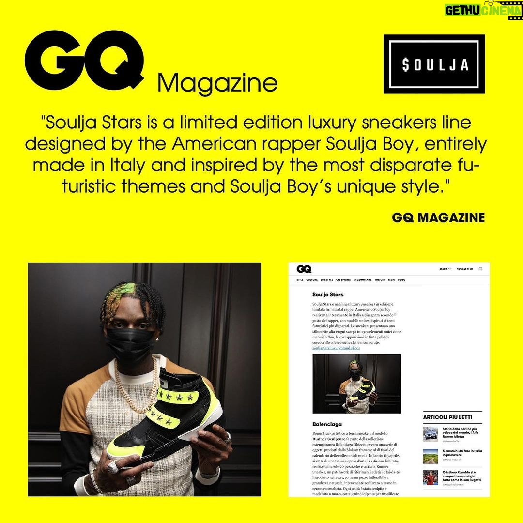 Soulja Boy Instagram - Wow! This means so much to me. This was just an idea π‘ a dream π thank you everyone for your support ππΎπππΎββοΈππΎ @souljastarsbrand @gq