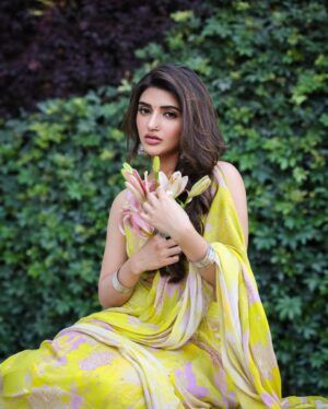 Sreeleela Instagram - Bathing in sunlight 
Blooming like a sunflower 🌻 
.
.
.
.
.
.
.
Styled by @rashmitathapa
Wearing @ankitadharman
Shot by @pranav.foto