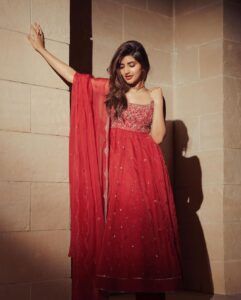 Sreeleela Instagram - Okay spitting facts I ran out of poses so I hugged the wall 🤷🏻‍♀️ . . . . . . . . . Styled by @rashmitathapa Wearing @kanumilli Shot by @puchi.photography