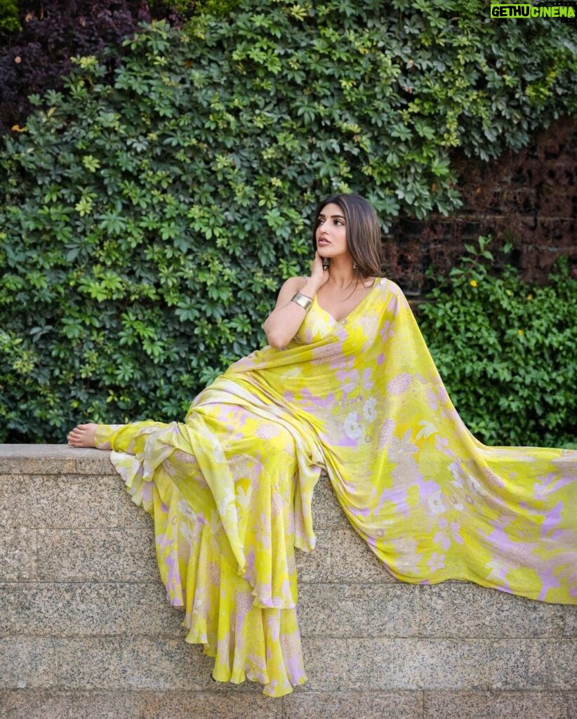 Sreeleela Instagram - Bathing in sunlight Blooming like a sunflower 🌻 . . . . . . . Styled by @rashmitathapa Wearing @ankitadharman Shot by @pranav.foto