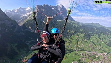 Srinidhi Ramesh Shetty Instagram - My first paragliding from the mesmerizing Grindelwald First 🤍 Paragliding through Grindelwald Valley 🥺😍 whilst enjoying the majestic mountain peaks of the Jungfrau Region ✨️ Experiencing the spectacular views of the Eiger Northface & other peaks 🏔 absolutely majestic ✨ An unforgettable experience ✨🌸 #Grindelwald #Paragliding #GrindelwaldFirst