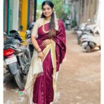 Srinisha Jayaseelan Instagram - இனிய பொங்கல் திருநாள் நல்வாழ்த்துக்கள்❤️💜✨ Wearing amma’s 20years old Kanchipuram pattu saree😍❤️💜 📸: @snaps_by_madhu 😘