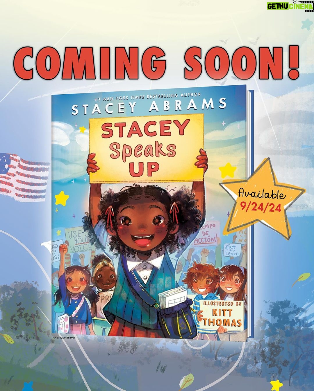 Stacey Abrams Instagram - BOOK ALERT: Join young Stacey and her friends as they face a new adventure in “Stacey Speaks Up” - illustrated by the incredibly talented @kitt.thomas.art. The latest tale arrives on September 24th but you can pre-order it now. Link in bio.