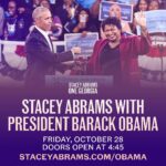 Stacey Abrams Instagram - This Friday, I’m honored to welcome President @barackobama back to Georgia. Join me and Reverend @raphaelwarnock as we show Georgians the power of hope, progress and democracy. Our future is on the ballot. Join us: georgiademocrat.org/obama