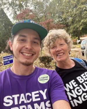 Stacey Abrams Instagram - To every volunteer who joined #TeamAbrams this weekend to get out the vote, know that I am grateful for your work and I’m honored to be in this fight with you and for you. 
 
When I think about our campaign and what it means to the people of Georgia, I think about the diversity, the resiliency and the character that every single one of you has brought to our team. You are leaders, caretakers, dreamers and believers. You have faith that more is possible and you carry that belief with you to every door you knock, every text you send and every phone call you make. Whether it was your first time volunteering, or your 4th year getting involved, your boundless energy and unyielding joy inspire me everyday. 
 
I know Georgians are inspired because of you, too. I’ve heard stories about how you go the extra mile to make sure folks know about their right to vote, about how my plan for Georgia will change and lift up lives. And when you encounter someone who’s on the verge of losing hope because of unfulfilled promises and distrust of the past, you become their reason to have hope and to vote again. 
 
I’m proud to get to work every day alongside joyful warriors like you who never let up even when others have written us off. This campaign is possible because of you. We have one more day to show Georgians that a better future is within our reach. So let’s do this together, and this time, let’s get it done. Join us: staceyabrams.com/volunteer