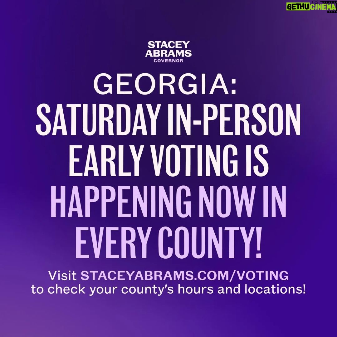 Stacey Abrams Instagram - Georgia, you can vote early today! Saturday in-person Early Voting is happening now in every county, go to StaceyAbrams.com/voting to find a convenient location in your county, and then go make your voice heard!