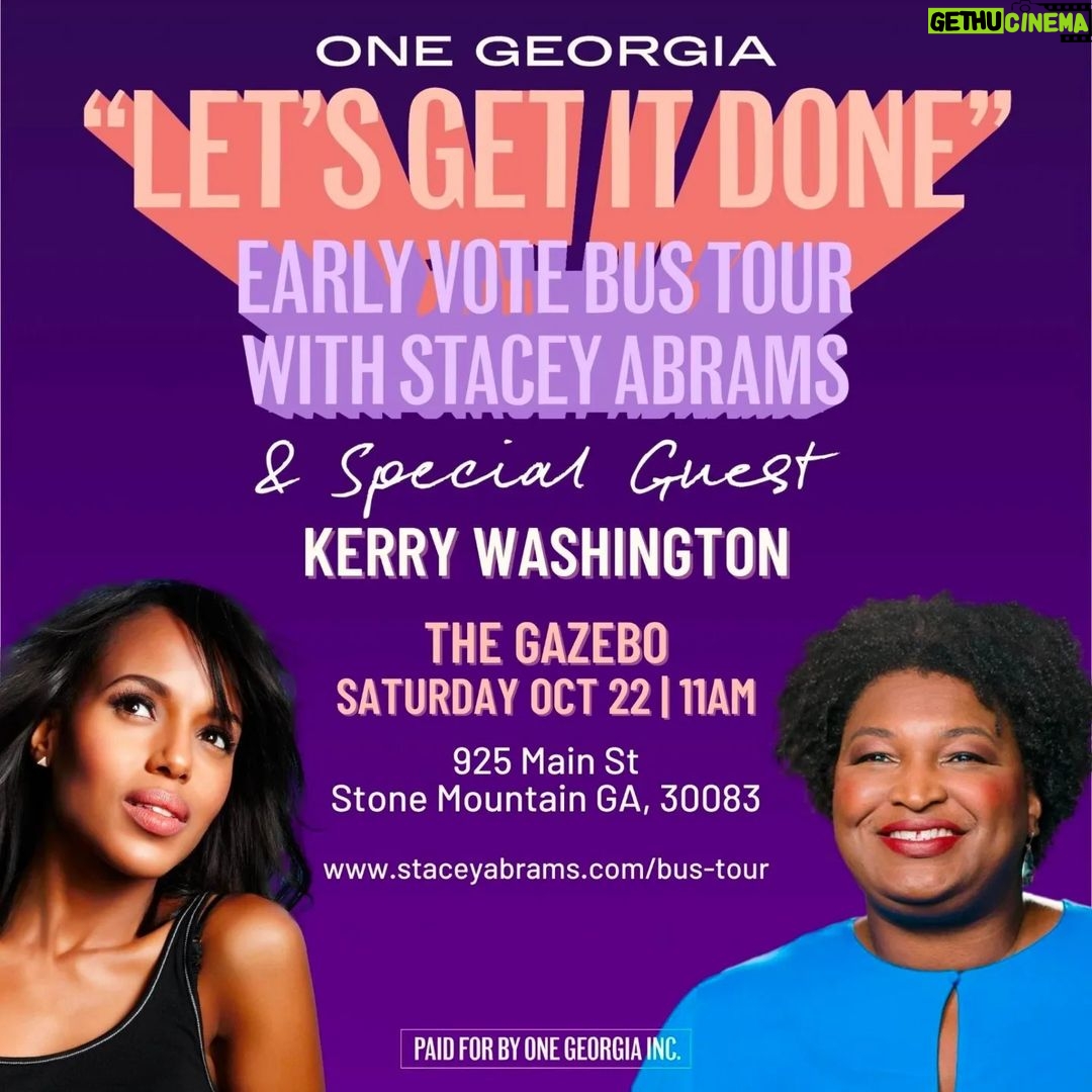 Stacey Abrams Instagram - Georgia — I’m excited to welcome @kerrywashington to our #LetsGetItDone bus tour tomorrow morning in Stone Mountain at 11 AM. And to everyone celebrating Spelhouse Homecoming, make sure to find us and say hello. See you there.