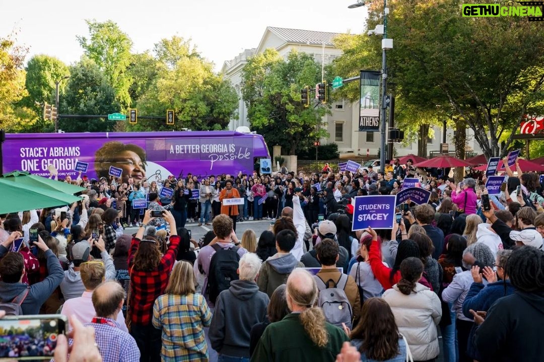 Stacey Abrams Instagram - What an incredible atmosphere in Athens today! Thanks to so many young Georgians who showed up to demand for more opportunities and freedom. Your energy — and your vote — will bring hope back to Georgia. Athens, Georgia