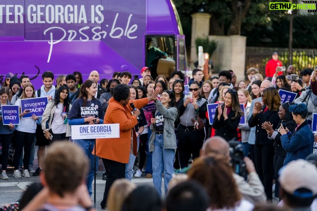 Stacey Abrams Instagram - What an incredible atmosphere in Athens today! Thanks to so many young Georgians who showed up to demand for more opportunities and freedom. Your energy — and your vote — will bring hope back to Georgia. Athens, Georgia