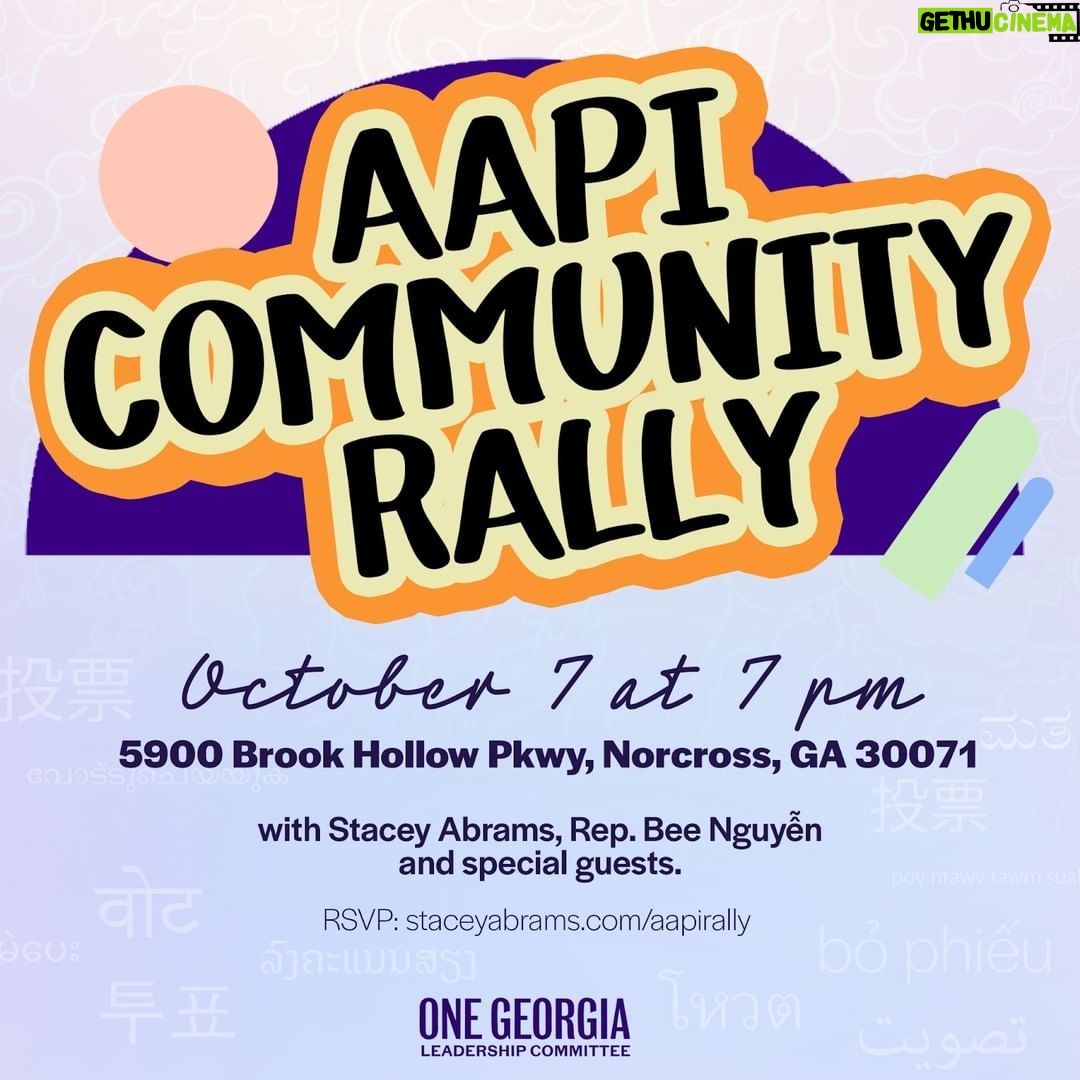 Stacey Abrams Instagram - This November, the next governor of Georgia will hold unprecedented power to oversee the future of the most diverse state in the South. But we cannot serve communities without knowing who they are or understanding their needs. That’s why I am excited to join Rep. @beeforgeorgia and our special guests in Gwinnett County this Friday for a rally with the AAPI community. Bring your energy, your signs, and make sure that your voice is heard. RSVP: staceyabrams.com/aapirally