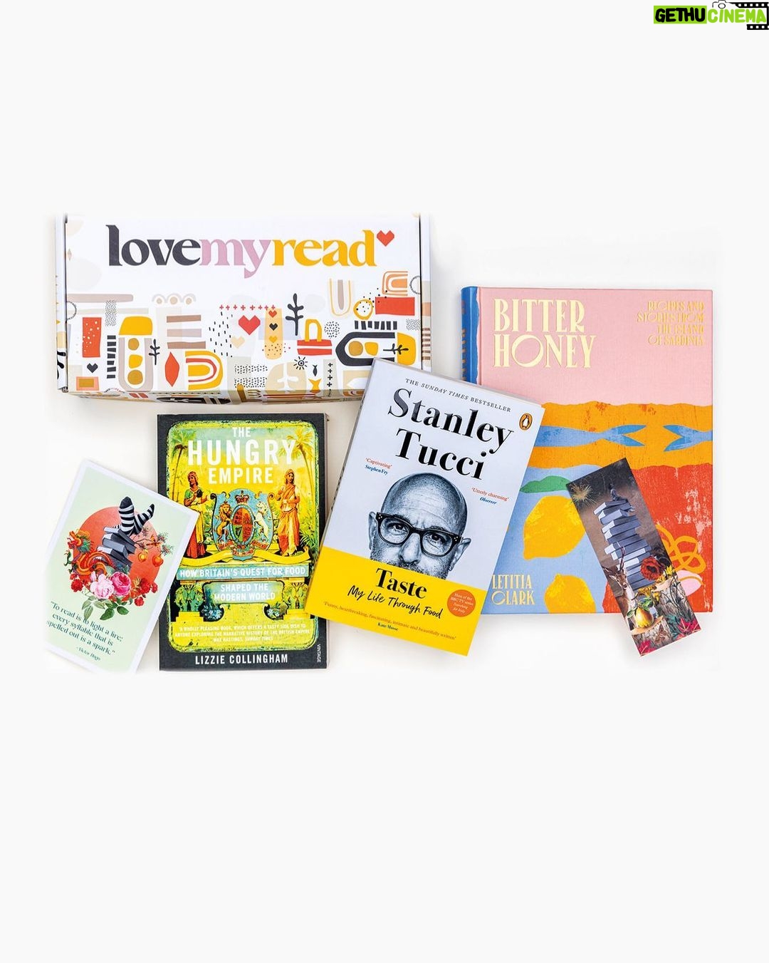 Stanley Tucci Instagram - π Taste is out now in Paperback! To celebrate the release, I've been working with the gorgeous team at @lovemyread to curate a delicious box for lovers of cooking, eating and reading. The bespoke box includes a paperback copy of Taste (signed by yours truly), the beautiful cookbook Bitter Honey by acclaimed chef @letitia_ann_clark, and The Hungry Empire by @lizziecollingham, along with a letter from me about each choice and a mystery gift... π To pre-order your box and find out more about LoveMyRead, visit the linkinbio.