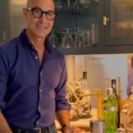 Stanley Tucci Instagram - Thanks to Diageo for the @tanqueraygin - 50ml gin - 25ml fresh lemon juice - 1/2 tbsp sugar syrup - 1 tbsp Creme de mure - Blackberries and a sprig of mint as garnish