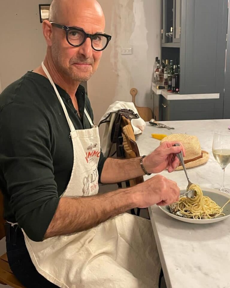 Stanley Tucci Instagram - Happy as a clam. ⠀ ⠀ ⠀ ⠀ • 1 pound spaghetti ⠀ • 1 pound of clams (smaller the better)⠀ • handful of chopped parsley⠀ • 2 cloves of garlic roughly chopped ⠀ ⠀ **serves 4 OR me and my wife⠀ ⠀ - Put your clams in a bowl of very salty water for 20 minutes to purge them of any dirt. Discard any that are open before cooking. ⠀ ⠀ - Put the pasta on to boil in salted water ⠀ ⠀ - Place a large frying pan on a medium to high heat add a glug of extra virgin Olive oil. throw in your garlic and cook for one minute until soft (move garlic around the pan to prevent it from burning)⠀ ⠀ - Add your clams to the frying pan and turn heat to high. Cook until all or nearly all are open. ⠀ ⠀ - Add your parsley ⠀ ⠀ - Drain pasta reserving one cup of pasta water ⠀ ⠀ - Add cooked pasta to the frying pan with half of the reserved pasta water and toss. (Add more water if it looks too dry)⠀ ⠀ - Add salt and a splash of extra virgin olive oil to taste. London