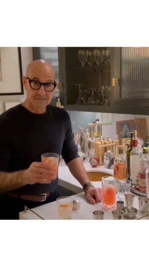 Stanley Tucci Instagram - Heading off for work in the morning, so am ringing in the NY with a brand new Italian cocktail. 

As you can see I am a one take wonder. 

Italian Paloma 

SERVES TWO 
90ml Tequila 
45 ml Campari 
15 ml pink grapefruit juice
30 ml fresh lime juice 
30 ml fresh lemon juice 
20 ml simple syrup 
180 ml orange soda (I used a mix of orange juice and sparkling water)
Pinch of salt (which I forgot) and slice of grapefruit to garnish. 

Add all the liquids to a cocktail shaker filled with ice. 
Shake for 10-15 seconds. 
Strain over ice into two glasses and top off with the orange soda. 
Add a pinch of salt and slide of pink grapefruit. 

Serve immediately. 

🍹🇮🇹
