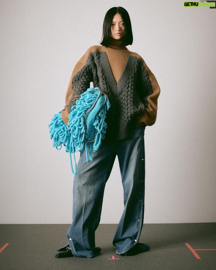 Stella McCartney Instagram - A MESSAGE FROM MOTHER EARTH:  Directional knitwear includes hand-knit looping ropes in responsible yarn and hybrid jumpers fusing two knits into one.  This season, 90% of ready-to-wear is crafted from responsible materials. As always, the collection is free from leather, feathers, fur and exotic skins. Shop an exclusive edit of #StellaWinter24 pieces now in-store and at stellamccartney.com  #StellaMcCartney #PFW24 #MotherEarth