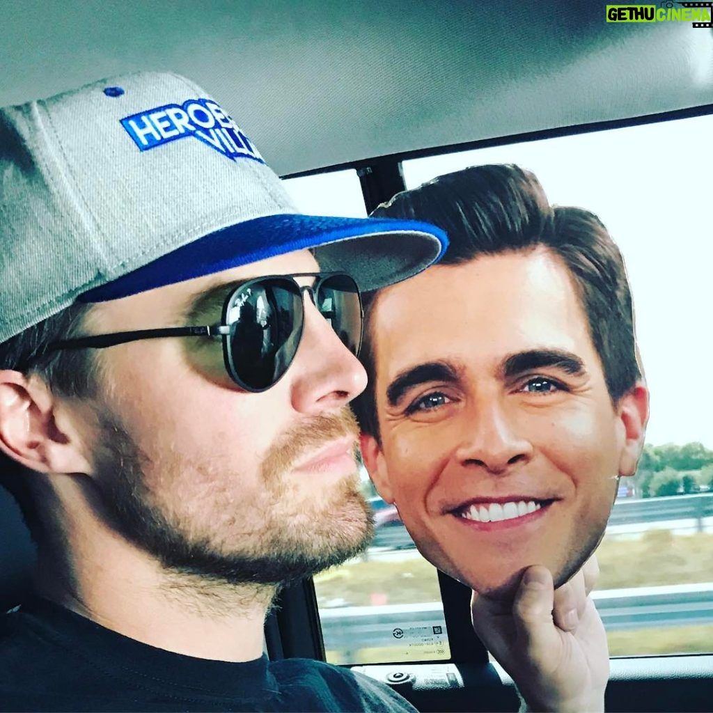 Stephen Amell Instagram - On my way to Wrestlemania. In a borderline tragic turn of events my good buddy Josh Segarra couldn't make it because he's busy being ABSOLUTELY TERRIFYING on Arrow. So naturally, I made a cardboard cut out of his head.