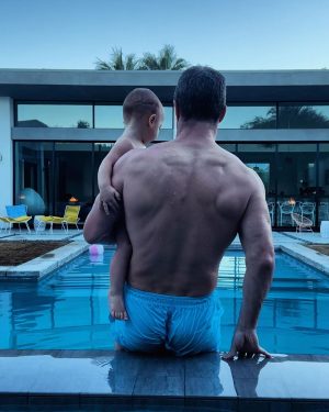 Stephen Amell Instagram - Swimming buddies for life.