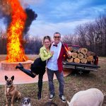 Steve-O Instagram - We hope everyone’s holidays are a blast!💥 Many cups of gasoline were thrown into the fire pit at the @radicalranch, and we had considerable fortune with wrangling our animals to get all of the ingredients for this photo! thanks to the boys for helping make this come together! @isaacpatterson (photo) @scottjrandolph (gasoline) @mjr79 (editing/photoshop) Happy Holidays!