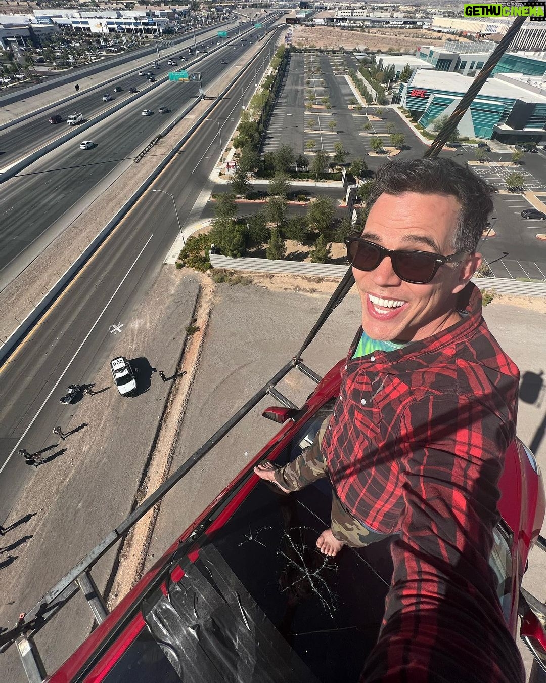 Steve-O Instagram - Good morning, Las Vegas! I’ve been in (and on) my car, suspended from a crane 100ft above the @ufc headquarters for about twelve hours. If you’re in Vegas and you missed me, you can catch me at the Virgin Casino Theater tomorrow night! Link in bio. Thanks again @danawhite & @ufc! Woohoo!!!
