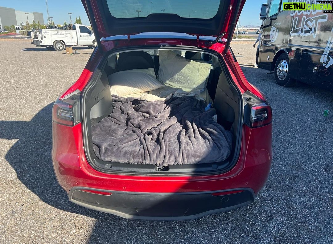 Steve-O Instagram - I’m in that car RIGHT NOW, hanging 100ft above the @ufc headquarters, and I will remain in here until the @ufc fights are about to start at 1pm PST today (Saturday). I came to Las Vegas for my show at the Virgin Casino Theater this Sunday (tomorrow) and I told @danawhite my idea for sleeping in my car while hanging from a crane… and he said I could do it here. That was TWO DAYS AGO, and (thanks to @theotherguysllc) we already put it together from scratch!!! I can never thank @danawhite enough, what an unbelievable honor to be bros with him. I’m crashing out now, but cruise by the @ufc APEX for a selfie with me (I’ll climb back on the roof of the car up here around 11am or noon, and hit the link in my bio for tickets to my show in Vegas tomorrow (Sunday), and everyone tune in for the fights at 1pm PST!