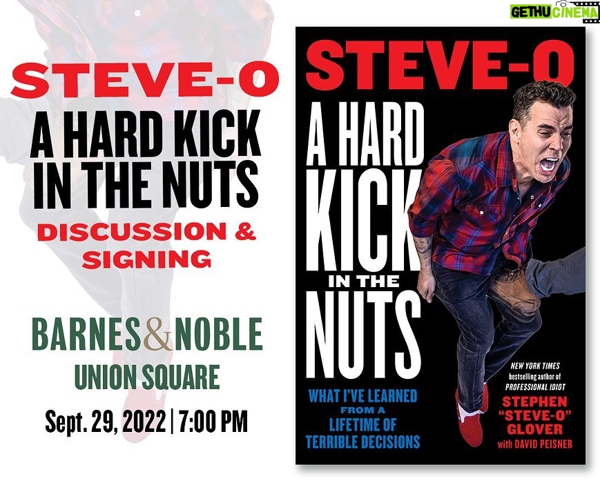 Steve-O Instagram - New York City, I owe you an apology… I was horrified to learn that the webpage for my book signing event this Thursday at 7pm in NYC said that nobody would be allowed to take photos with me and I would not personalize copies of my book, or sign memorabilia. That was complete bullshit— the WHOLE POINT of a book signing is to do all of those things! I will absolutely take photos with everyone and personalize every single book. I’m sorry that whoever made that page got it so wrong, but it’s been fixed. Please join me on Thursday at 7pm!