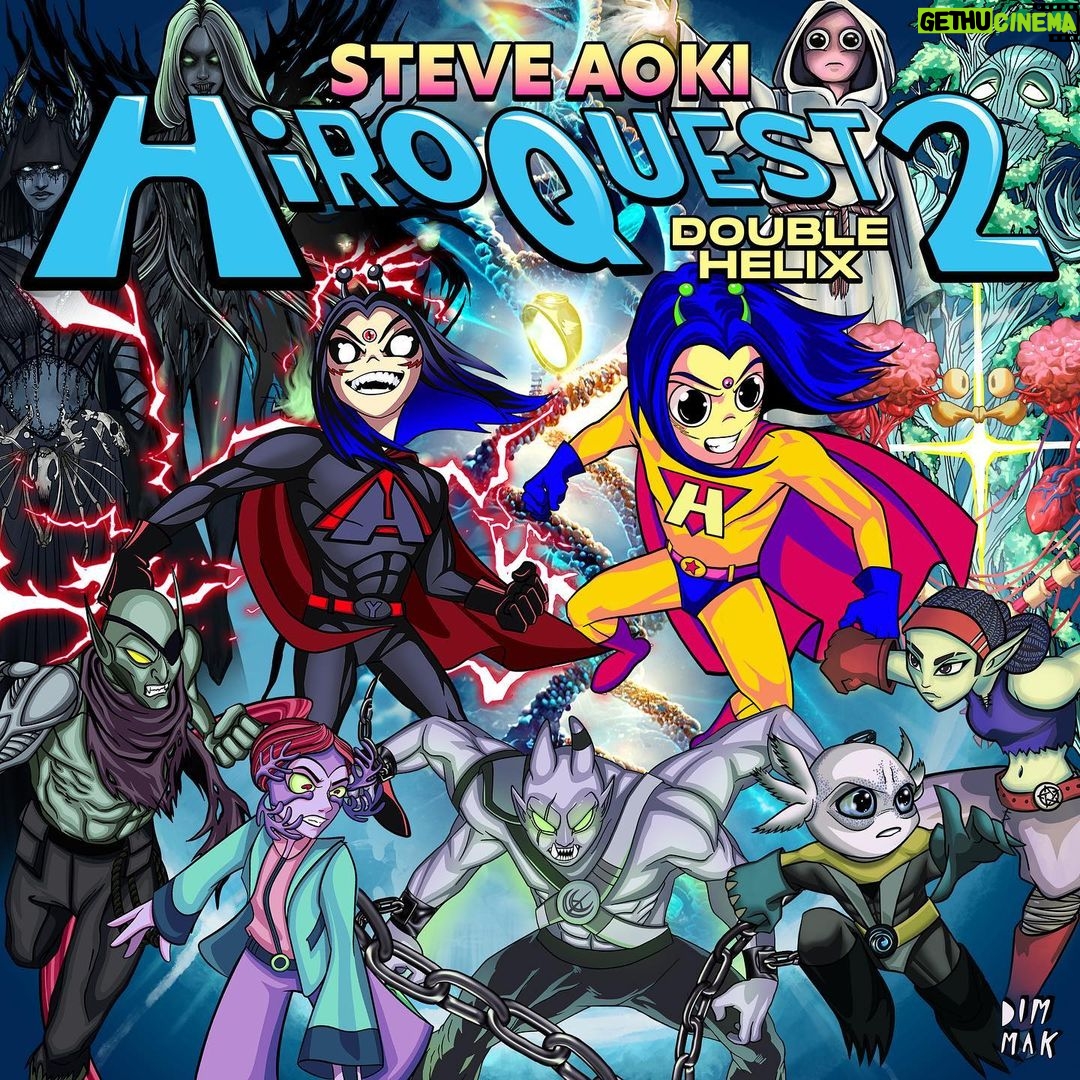 Steve Aoki Instagram - ππ HiroQuest 2 Double Helix my 8th studio album is dropping next Friday November 17th! So excited to share the ongoing journey of HQ with my powerful and amazing friends that joined me on this album. Multi genre and dynamic filled with surprises and nostalgia. There is so much more to the musical journey to share as well through our story of Hiro and his adventures. Join the quest!