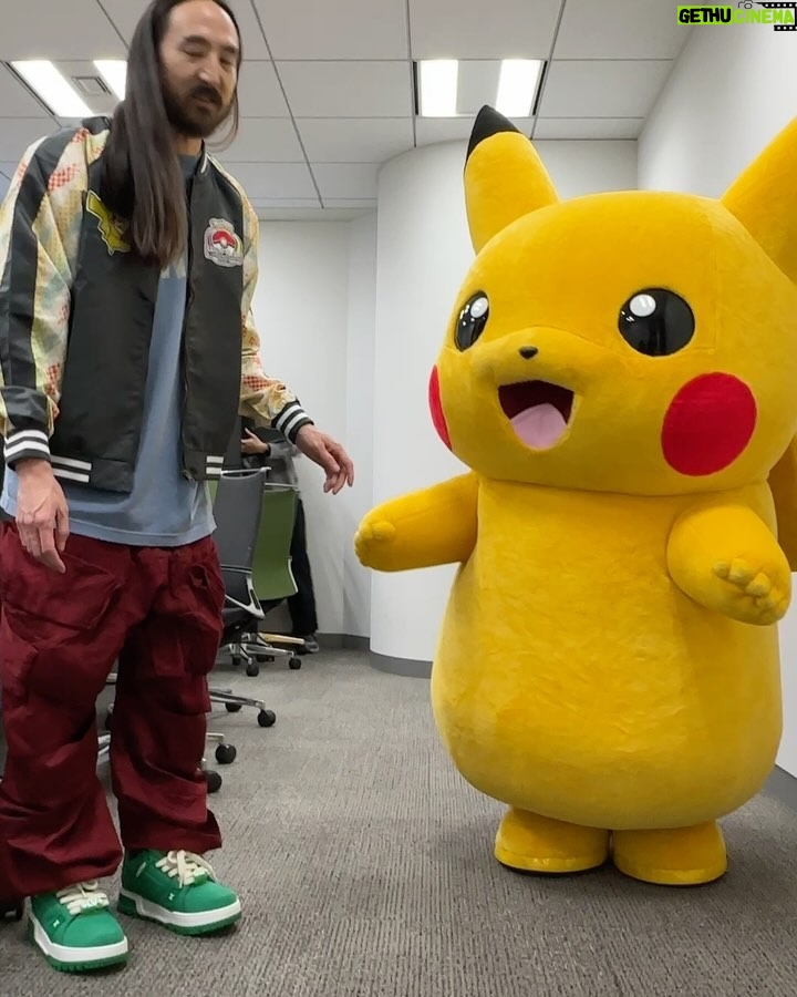 Steve Aoki - 147.7K Likes - Luckiest guy ever having pikachu as ur host showing u the @pokemon hq. ❤️❤️❤️❤️ #aokijump pikachu jump. #1094.