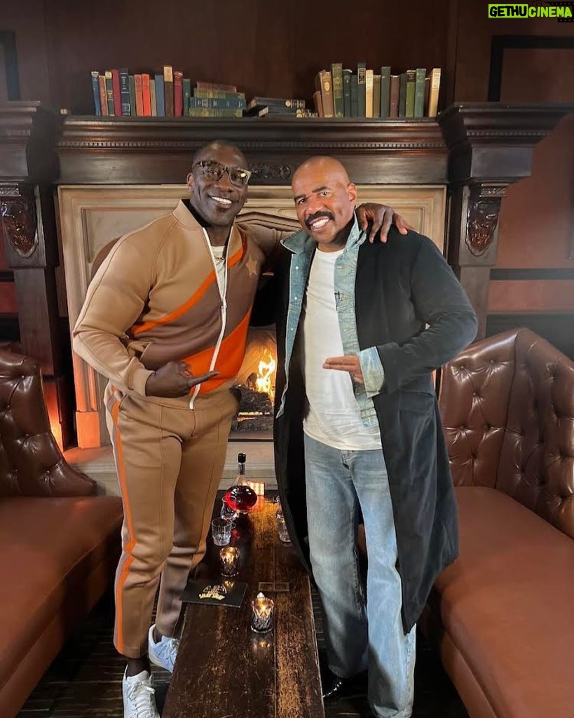 Steve Harvey Instagram - @shannonsharpe84 X Steve Harvey on @clubshayshay out now, anywhere you can find podcasts 💯