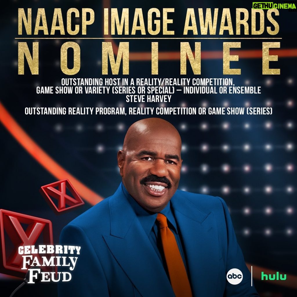Steve Harvey Instagram - It’s time to celebrate! 🎉 The incredible @iamsteveharveytv and #CelebrityFamilyFeud have been nominated for the 2024 #NAACPImageAwards!