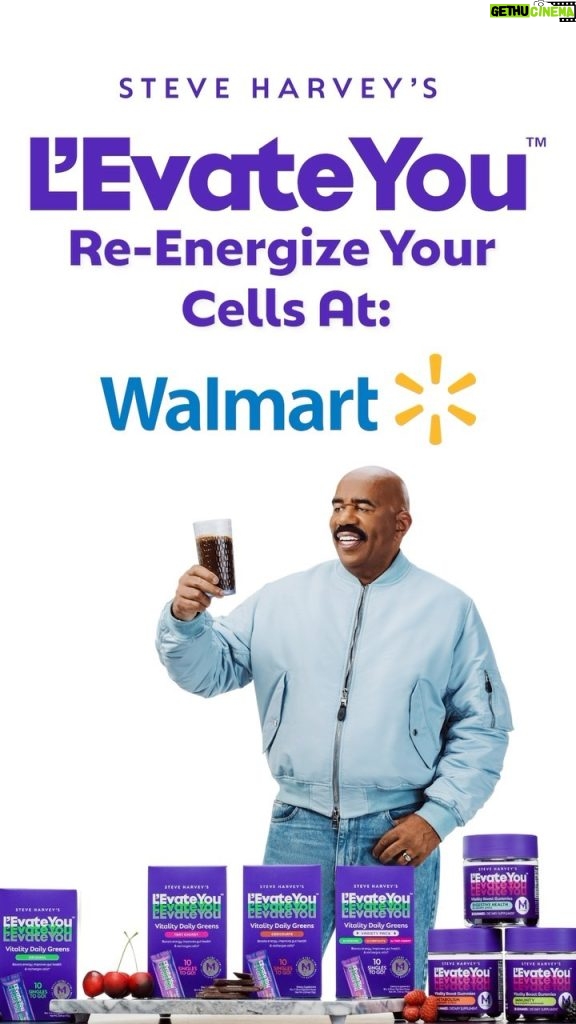 Steve Harvey Instagram - That’s right folks! 🎉You can purchase Steve Harvey’s @levateyou Vitality Daily Greens to-go stick packs & Vitality Boost Gummies at a @walmart near you! Can’t make it into the store? NO WORRIES! You can also find them on Walmart.com 💻! Now go ahead and supercharge your health with L’Evate You⚡ #LevateYou #UpYourGreens #LevateYourHealth