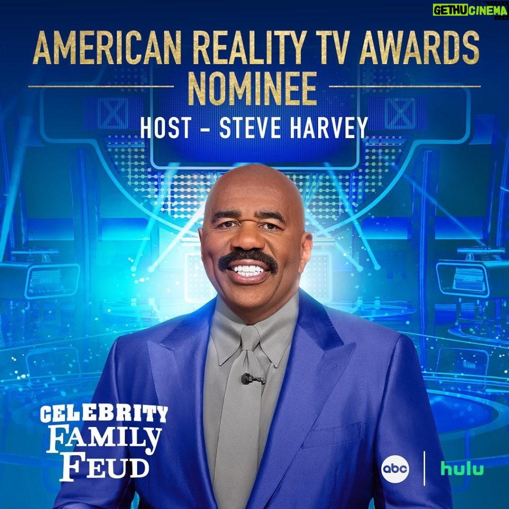 Steve Harvey Instagram - Congratulations to #CelebrityFamilyFeud and @iamsteveharveytv on two #AmericanRealityTVAwards nominations! 👏 #ARTAs