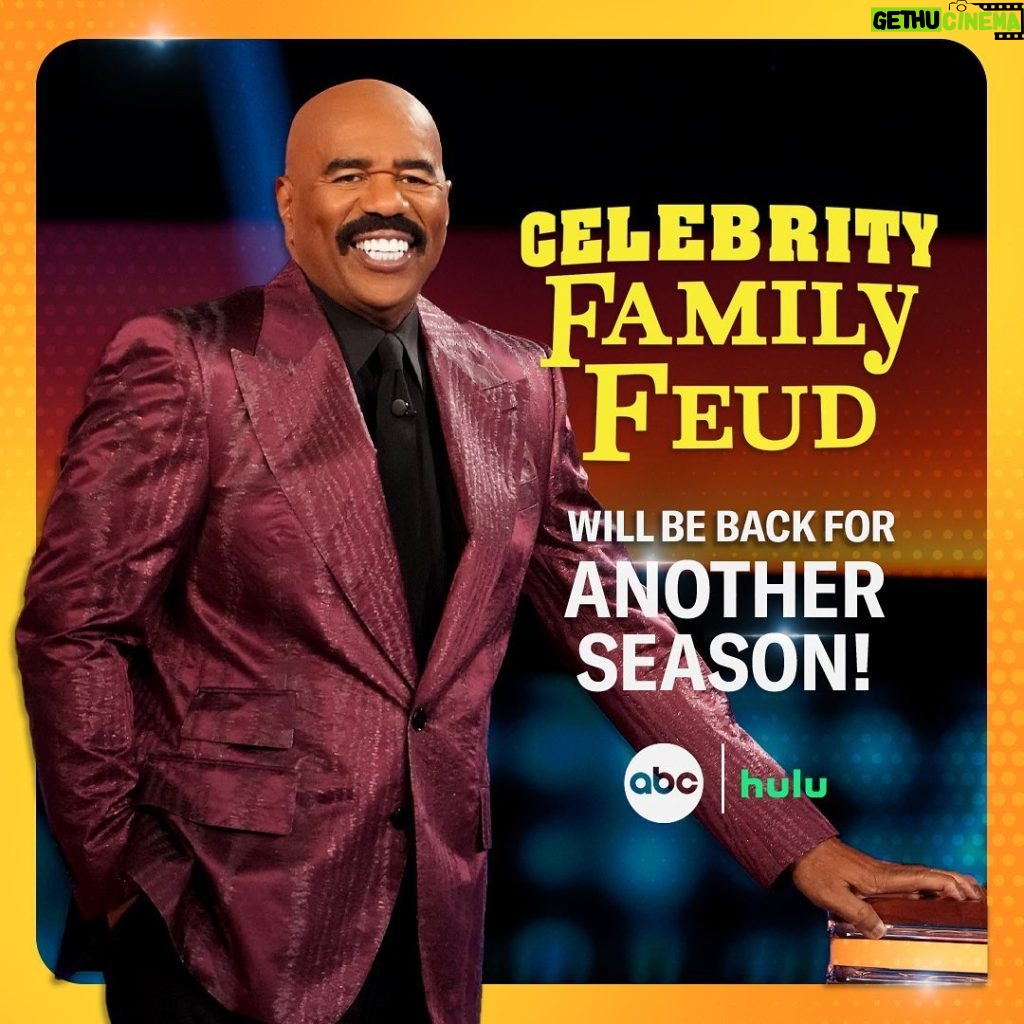 Steve Harvey Instagram - Let the whole fam know, #CelebrityFamilyFeud is coming back for another season with our incredible host @iamsteveharveytv! 🎉