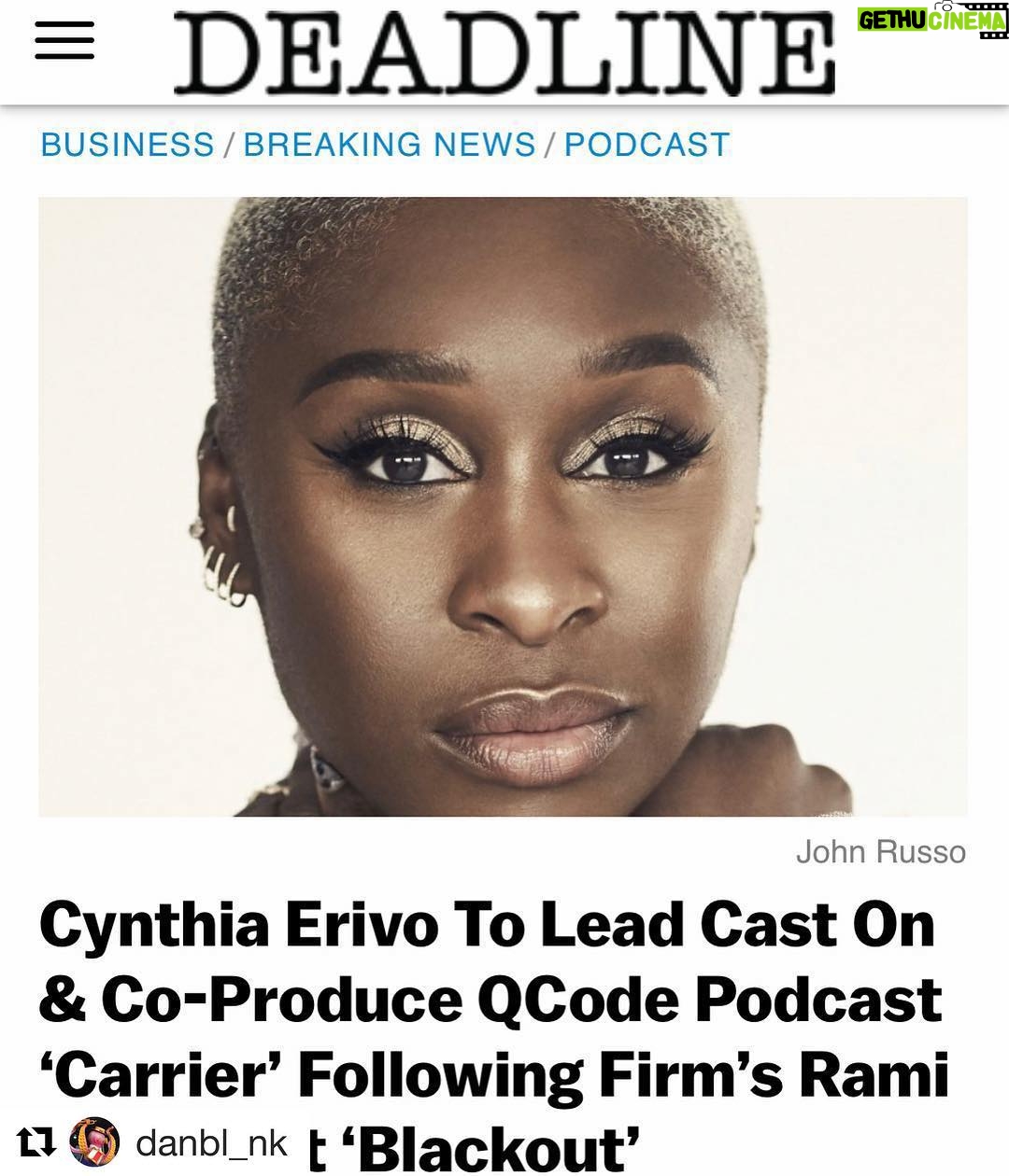 Steve Howey Instagram - Thanks @danbl_nk for letting me work with the talented and beautiful @cynthiaerivo @carrierpodcast