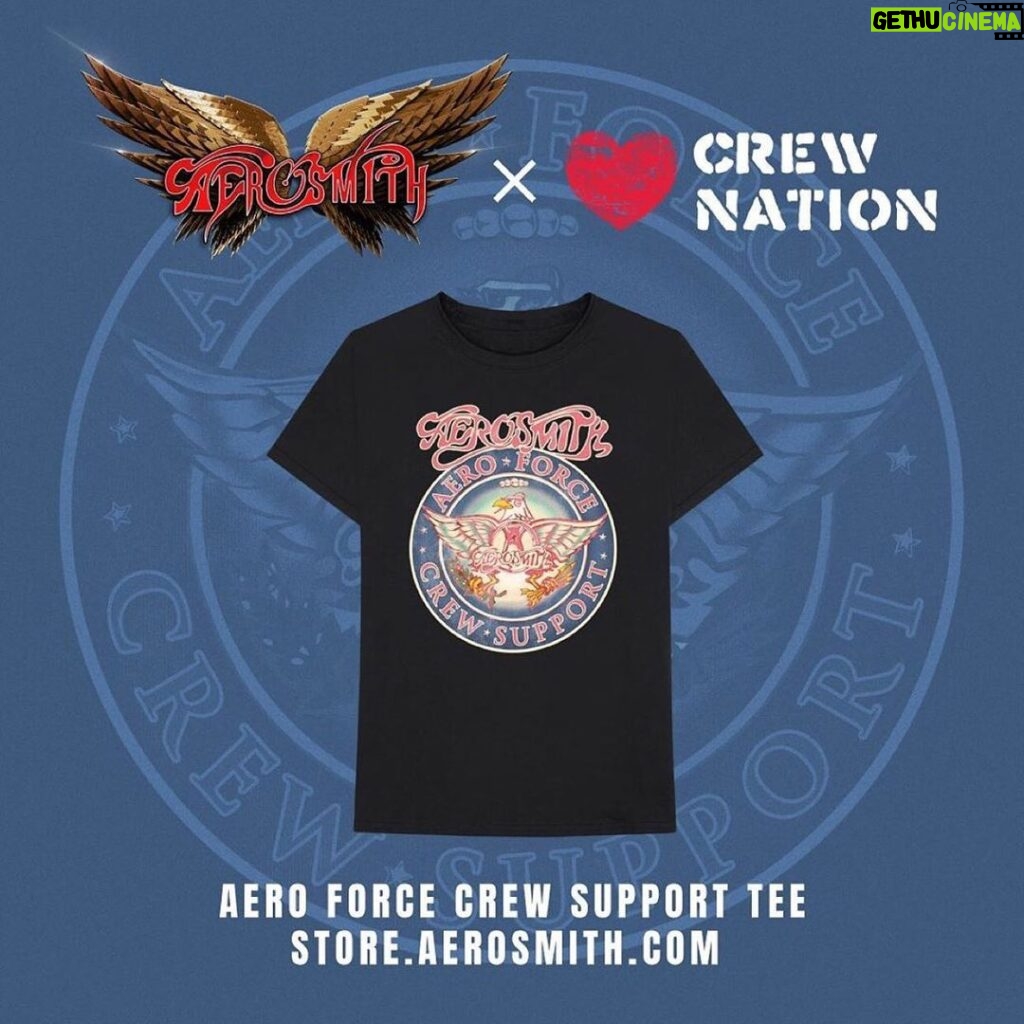 Steven Tyler Instagram - LINK IN STORY!!! #CREWNATION REPOST @aerosmith #Aerosmith and Bravado are coming together to help support Live Nation’s Global Relief fund for live music crews by donating 100% of net proceeds on our limited edition Crew Nation t-shirt. Continue to stay safe and look after each other. Get yours: LINK IN BIO! 100% of the net proceeds generated from the purchase of this t-shirt shall be donated* to the global relief fund for live music crews - Live Nation Entertainment @livenation