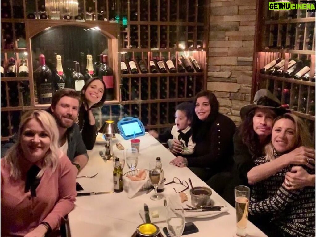 Steven Tyler Instagram - THE WIND SHE’S A-SCREAMIN’ YOUR NAME... GREAT NIGHT OUT WITH MY WOLF PACK HOWLIN’ AT @miatyler’s BIRTHDAY. #REPOST @miatyler When your heart & stomach is full. This Wolf pack is sleeping good tonight. ♥🐺♥