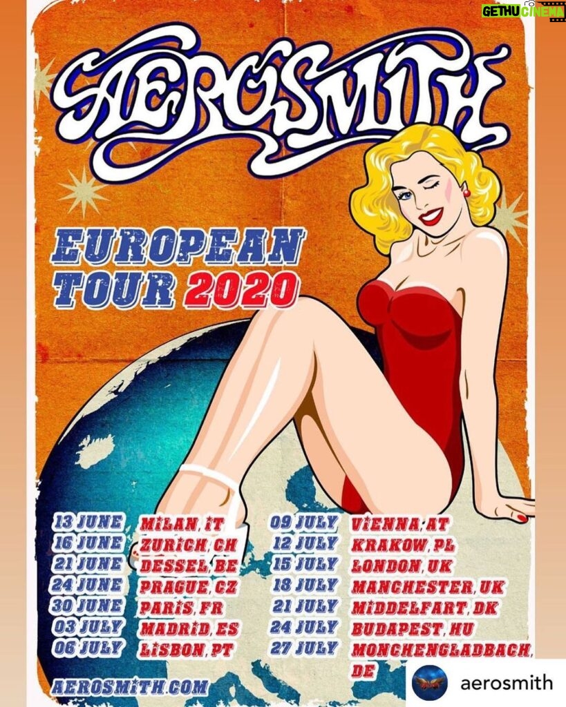 Steven Tyler Instagram - #REPOST @aerosmith NEW 2020 EUROPEAN TOUR DATES ANNOUNCED! Fresh from their record breaking jaw dropping Las Vegas residency Deuces are Wild, come the greatest American rock band of all time... AEROSMITH on a limited European run! For tickets, VIP packages and more visit: www.Aerosmith.com . . #Aerosmith #StevenTyler #JoePerry #JoeyKramer #TomHamilton #BradWhitford #BadBoysOfBoston #BlueArmy #DeucesAreWild #Europe2020