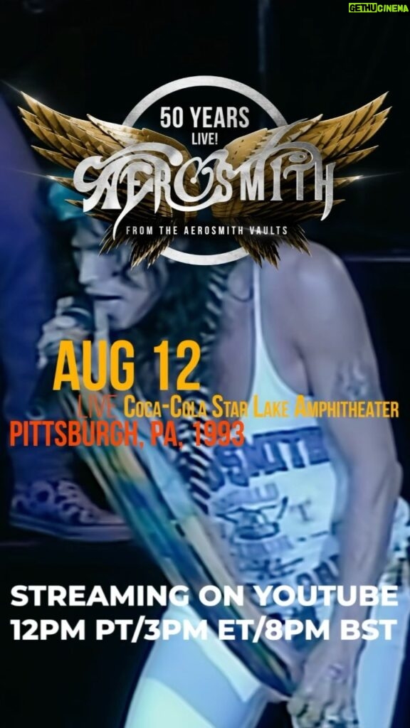 Steven Tyler Instagram - IT’S IN THE 90s OUTSIDE AND ONLINE… #AEROSMITH50YEARSLIVE ROCKS ON WITH THE SECOND COMING OF @AEROSMITH… LIVE FROM THE COCA-COLA STAR LAKE AMPHITHEATER, PITTSBURGH 1993… ‘GET A GRIP’ ON THIS CLASSIC SHOW!!! AVAILABLE FOR A LIMITED TIME… WATCH NOW OR YOU’LL BE CRYIN’ WHEN IT’S GONE!!! STREAM ON!!! LINK IN BIO!!!