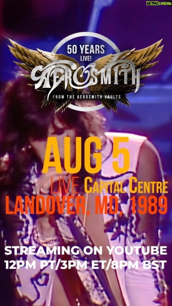 Steven Tyler Instagram - ARE YOU PUMPED UP??? #AEROSMITH50YEARSLIVE IS BACK!!! THIS WEEK WE ARE MOVIN' ONTO THE 1980'S WITH THIS UNEARTHED F.I.N.E. SHOW FROM THE 'PUMP' TOUR... START YOUR WEEKEND BY LIVIN' IT UP... WATCH @AEROSMITH LIVE FROM THE CAPITAL CENTRE, LANDOVER, MD 1989!!!  AVAILABLE FOR A LIMITED TIME... IT’S ALL GOIN’ DOWN RIGHT NOW… STREAM ON!!! 🤘LINK IN BIO!!! #aerosmith #aerosmith50yearslive #steventyler #joeperry #joeykramer #tomhamilton #bradwhitford