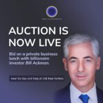 Sting Instagram - My friend, Bill Ackman, is supporting a charity near and dear to my heart, the @davidlynchfoundation , by donating a lunch. Proceeds go to serving at-risk frontline New Yorkers like healthcare workers, firefighters, police and veterans. Bid now at the link in my bio. Thank you, Bill!