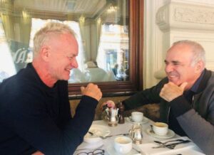 Sting Instagram - Breakfast in Helsinki with Gary Kasparov, one of my heroes.